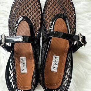 Alaia Black and Brown Mesh Flats with Classic Design